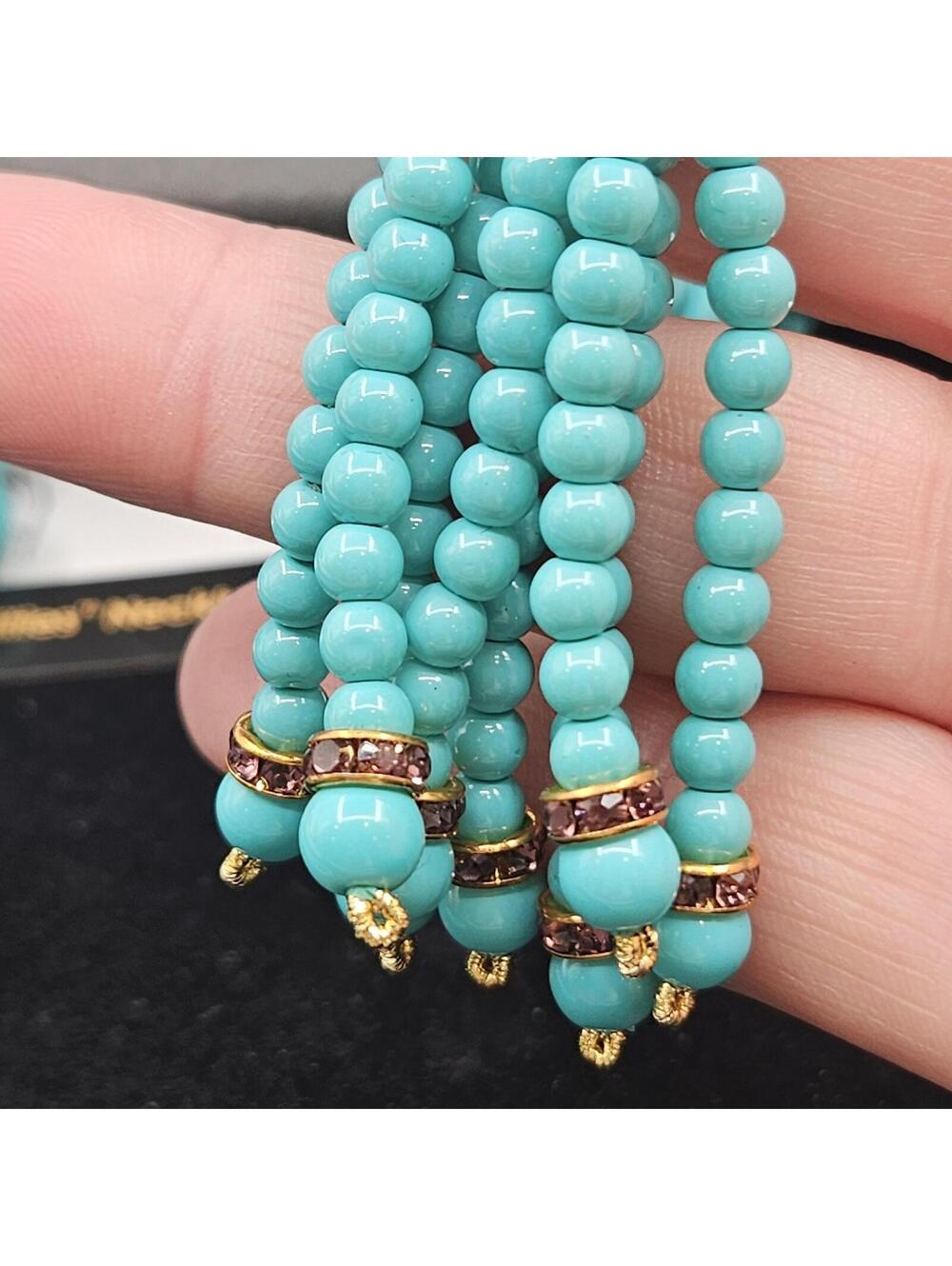 Heidi Daus Endless Possibility Turquoise Pink Crystal Convertible Tassel Necklac - Picture 9 of 9